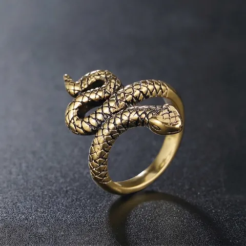 Retro Stainless Steel Snake Ring Punk Gothic Coiled Animal Wrap Finger Jewelry For Men Women Fashion Scaled Textured Rings