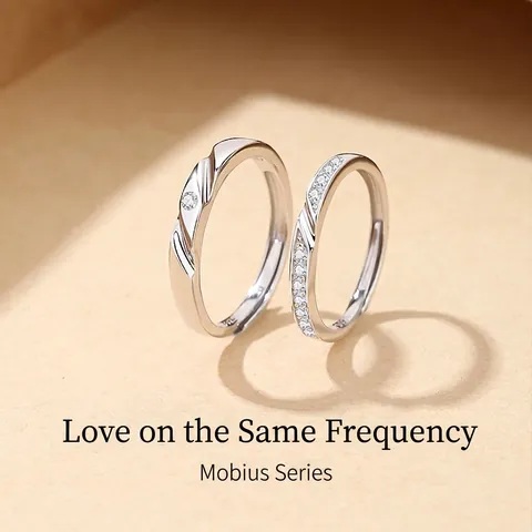 925 Sterling Silver Mobius Couple Rings Set Minimalist Adjustable Open Ring For Men Women Wedding Anniversary Jewelry Gift