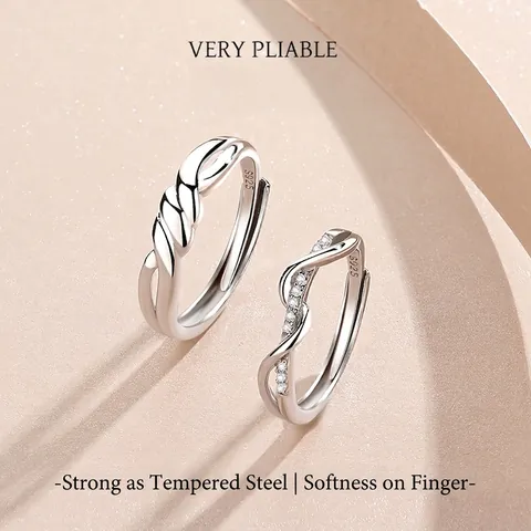 S925 Sterlingsilber Möbius Paar Ringe Verstellbare Öffnung Zirkonia Gedrehte Fingerringe Schmuck Für Liebhaber Geschenk