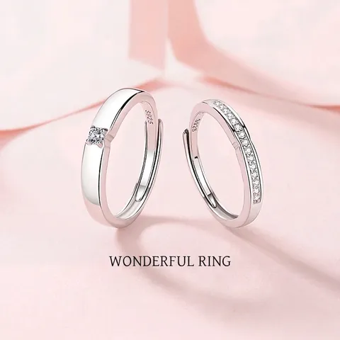 S925 Sterlingsilber Paarringe Verstellbar Offene Möbiusschleife Strass Eingelegt Minimalistisch Mode Schmuck Für Damen Herren