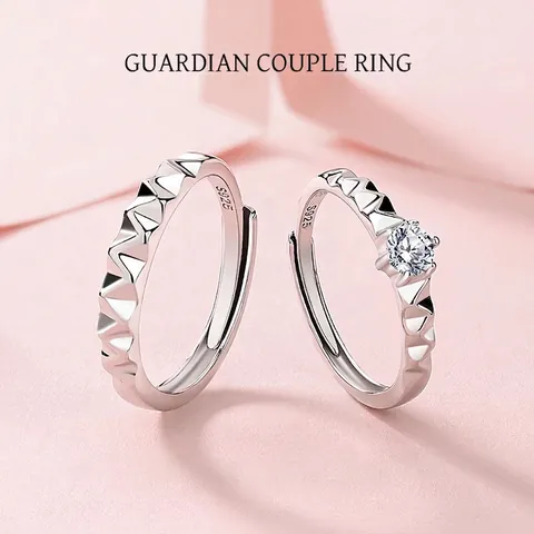 S925 Sterling Zilveren Paar Ringen Geometrisch Ontwerp Verstelbare Opening Ringen Voor Mannen Vrouwen Minimalistische Mode Sieraden