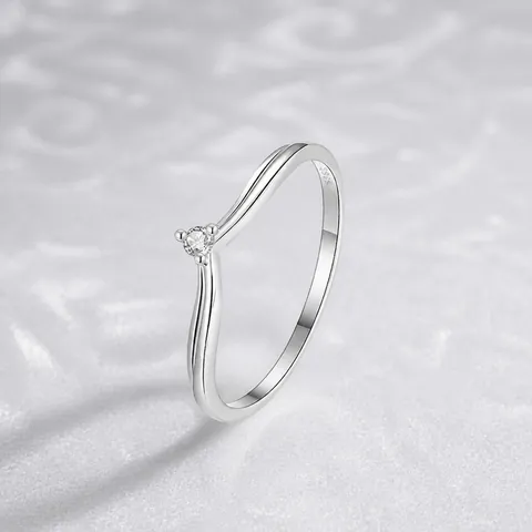 Minimalistischer 925 Sterlingsilber V-Form Ring Für Damen Eleganter Stapelbarer Wishbone Ring Mit Strass Weißgold Vergoldet