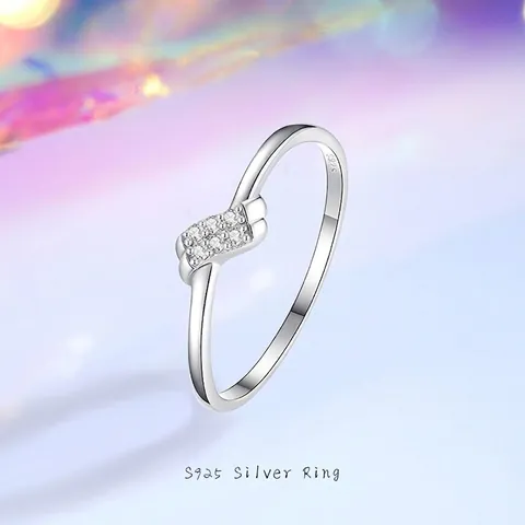 S925 Sterling Silver Wave Stackable Ring For Women Double Row Zirconia Minimalist Elegant White Gold Plated Band Fashion Jewelry Gift