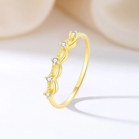 Anello Ondulato Minimalista In Argento Sterling 925 Placcato Oro Zirconi Anello Impilabile Intrecciato Da Donna Gioielli Eleganti
