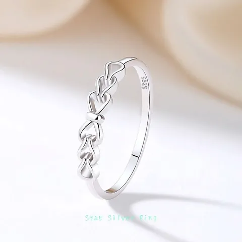 925 Sterlingsilber Schleife Ring Für Damen Minimalistisch Hohl Herz Stapelbar Fingerring Eleganter Täglicher Schmuck