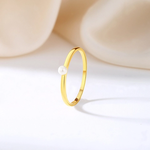 Minimalistischer 925 Sterlingsilber Muschelperle Ring 18K Vergoldet Geometrisch Dünner Kreis Fingerring Schmuck Für Damen Mädchen Geschenk