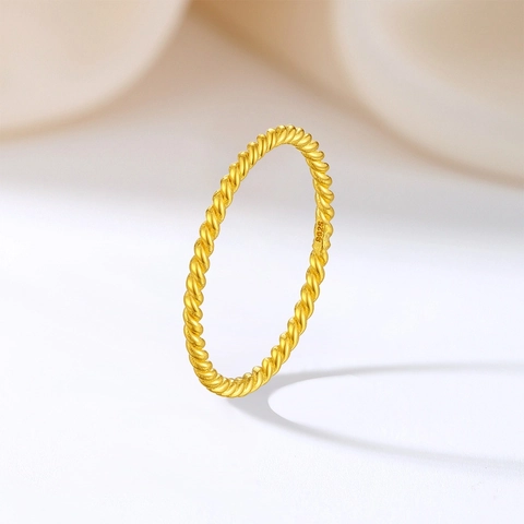925 Sterling Silver Twisted Rope Ring For Women Minimalist 18K Gold Plated Braid Band Stackable Finger Ring Fashion Jewelry