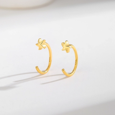 Minimalistische 925 Sterlingsilber Stern C-Form Ohrstecker Für Damen Koreanischer Stil Retro Modeschmuck Zierlicher Stern Ohrring
