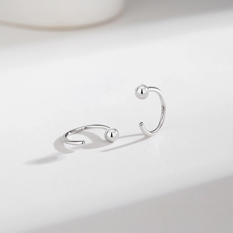 925 Sterlingsilber C-Förmige Ohrstecker Für Damen Minimalistische Metallkugel Geometrische Creolen Minimalist Mode Schmuck