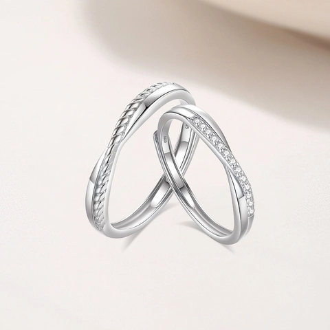 S925 Sterling Silver Mobius Strip Rings Geometric Resizable Open Finger Ring With Zirconia For Men Women Wedding Jewelry Gift
