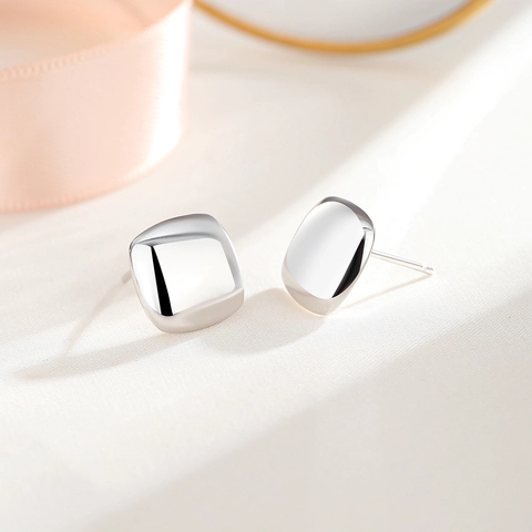 925 Sterlingsilber Geometrische Quadratische Ohrstecker Minimalistische Glatte Würfel Ohrringe Für Damen Hochglanzpoliert Schmuck