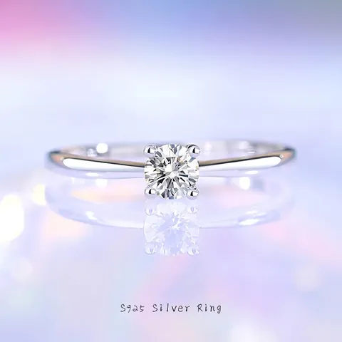 925 Sterlingsilber Moissanit Ring Für Damen Minimalistisch Rund Zirkonia Verlobungsring Nische Luxus Täglicher Schmuck