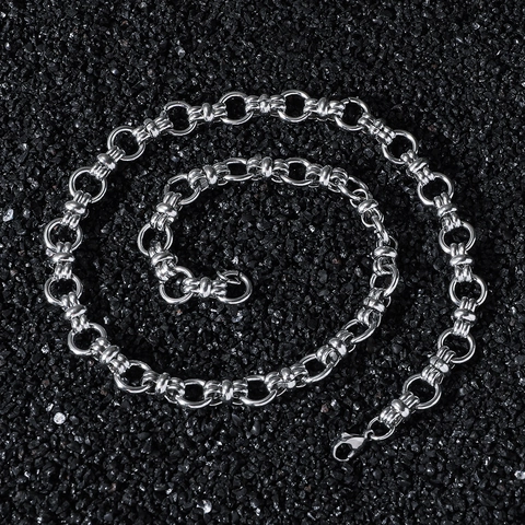 Collar de Cadena de Acero Inoxidable con Eslabones Redondos Geométricos Hip Hop Punk Streetwear Joyería de Estilo Industrial