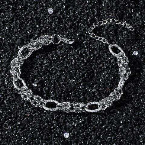 Vintage Hip Hop Roestvrij Stalen Ketting Armband Voor Mannen Vrouwen Industriële Stijl Geometrische Getextureerde Sieraden