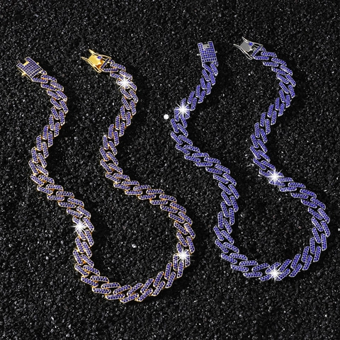 Hip Hop Herren Panzerkette Halskette Gold Silber Plattiert Zinklegierung Strass Eingelegt Geometrische Iced Out Halsketten Schmuck