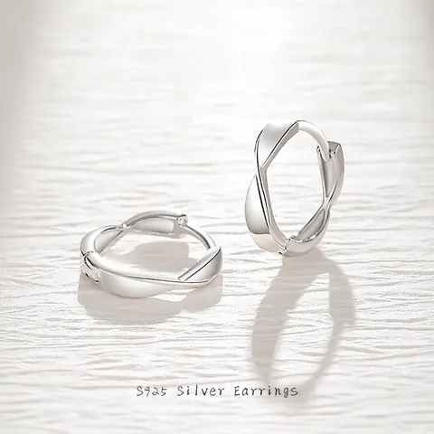 Elegante 925 Sterling Silber Mobius Twist Creolen Für Damen Minimalistische Geometrische Ohrringe Einfacher Moderner Schmuck