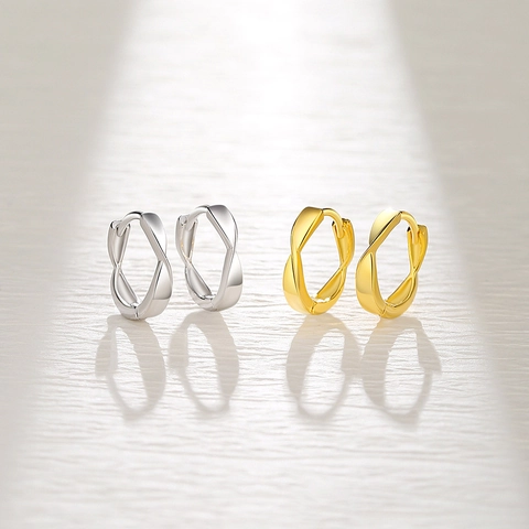 Elegante 925 Sterling Silber Mobius Twist Creolen Für Damen Minimalistische Geometrische Ohrringe Einfacher Moderner Schmuck