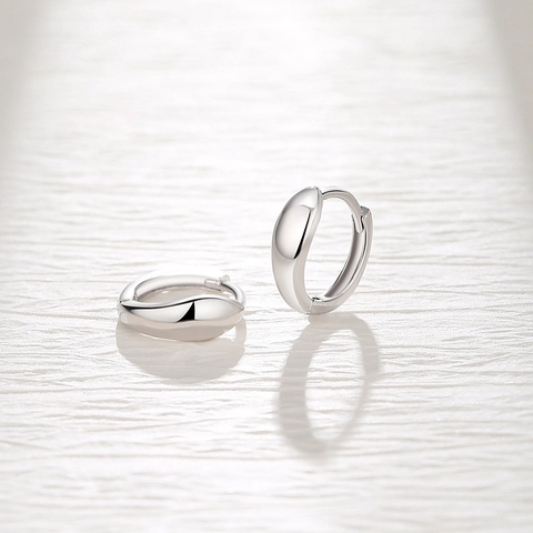 Orecchini a Cerchio in Argento Sterling 925 Minimalisti Lucidati a Specchio Goccia d'Acqua Oro Argento Piccoli Orecchini