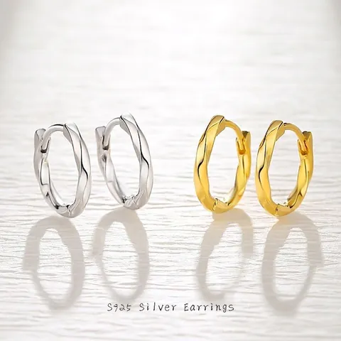 Orecchini a Cerchio Mobius in Argento Sterling 925 da Donna Minimalisti Intrecciati Geometrici Oro Argento Gioielli