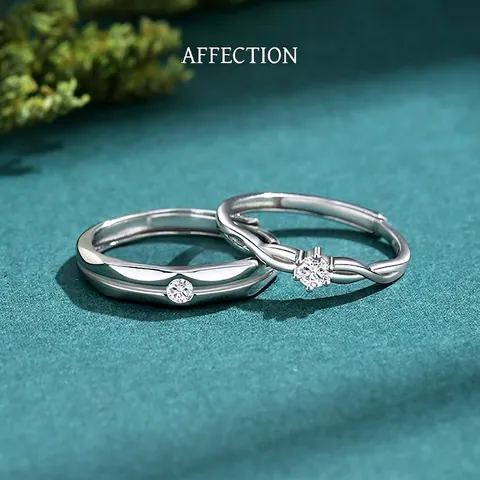 S925 Sterling Silver Cubic Zirconia Couple Rings Twisted Arm Wave Design Open Adjustable Engagement Wedding Gift Jewelry