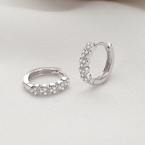S925 Sterling Silver Heart Shaped Micro Pave Cubic Zirconia Small Hoop Huggie Earrings For Women Simple Romantic Daily Jewelry