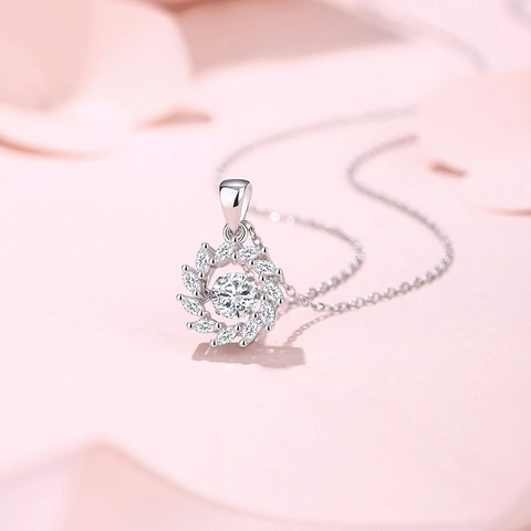 S925 Sterling Silver Moissanite Zirconia Dancing Heart Windmill Pendant Necklace For Women Elegant Flower Jewelry Gift