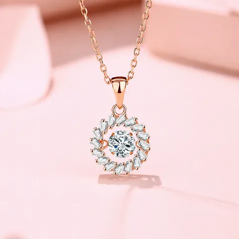 925 Sterling Silver Moissanite Necklace For Women Rotating Windmill Sunflower Pendant Zirconia Light Luxury Jewelry
