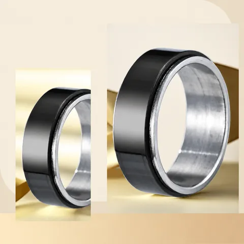 Unisex Edelstahl Spinner Ring Gegen Angst Stressabbau Drehbarer Geometrischer Muster Bandring Fidget Schmuck