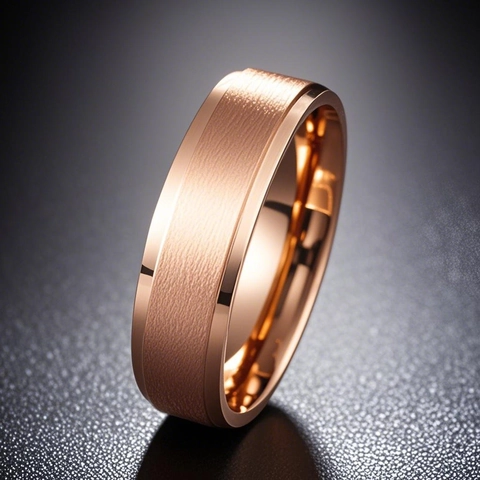 Bague Minimaliste en Acier Inoxydable Finition Mate pour Hommes Femmes Or Rose Or Bord Poli Bague Géométrique Bijoux de Mode