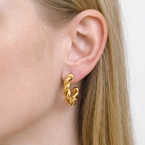 Orecchini A Cerchio Intrecciati Acciaio Inossidabile 304 Impermeabile Ipoallergenico Gioielli Geometrici Minimalisti Da Donna