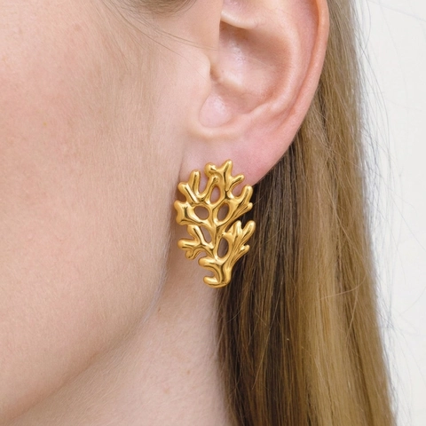 Coral Branch Ohrstecker Edelstahl Wasserdicht Hypoallergen Minimalistisch Geometrisch Ozean Strand Schmuck Für Frauen