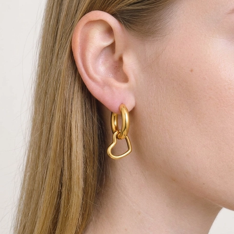 Minimalistische Herz Creolen Edelstahl Wasserdicht Hypoallergen PVD Gold Beschichtet Modeschmuck Für Damen