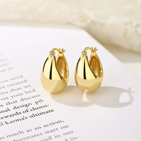 925 Sterling Silver Σκουλαρίκια Καρφωτά Σταγόνα Νερού Μινιμαλιστικά Chunky Teardrop Κρίκοι Σκουλαρίκια Γυαλισμένα Κομψά Κοσμήματα για Γυναίκες Κορίτσια Δώρο