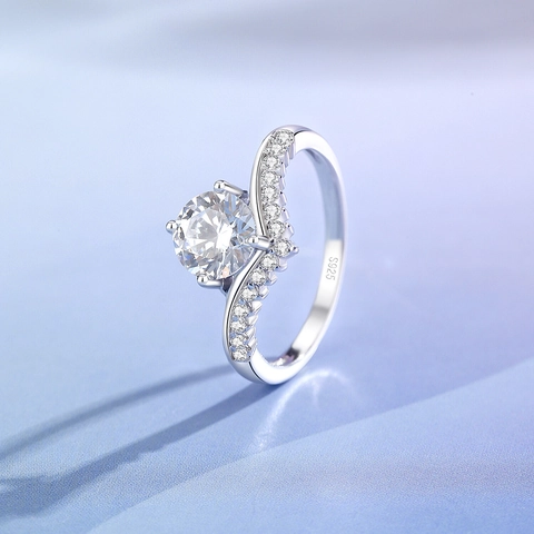 925 Sterling Zilver Moissaniet Kroon Ring Voor Vrouwen Prinses Stijl V-Vormige Zirkonia Trouwstring Luxe Sieraden Cadeau