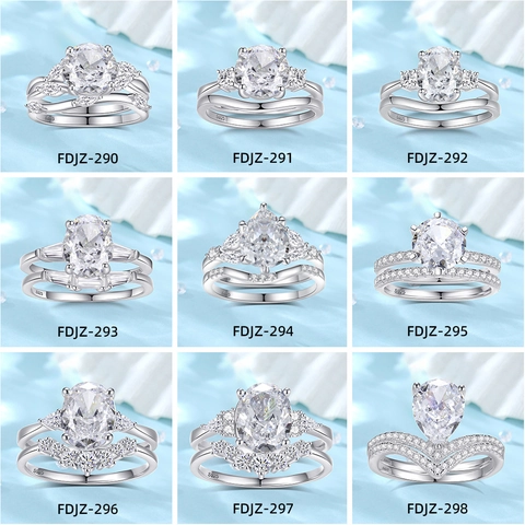 S925 Sterling Silver Bridal Engagement Wedding Ring Collection Luxurious Oval Round Zirconia Rings Jewelry For Women Gift