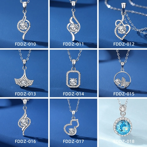 925 Sterling Silver Moissanite Pendant Necklace Round Cut D Color Moissanite Jewelry Heart Swan Clover Pendant Necklace Gift For Women