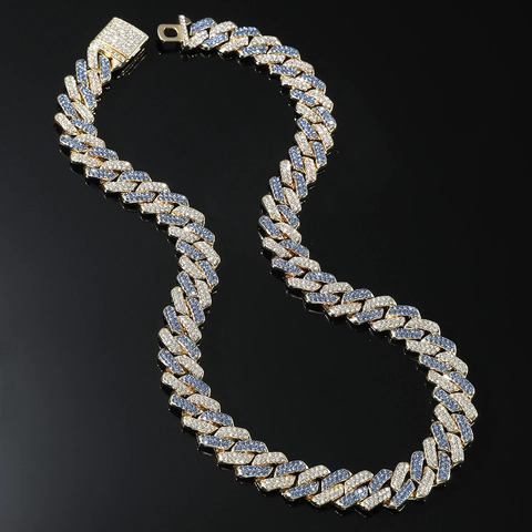 Hip Hop Legering Volledig Strass Cubaanse Schakelketting Voor Heren Goud Zilver Strass Dikke Choker Statement Sieraden