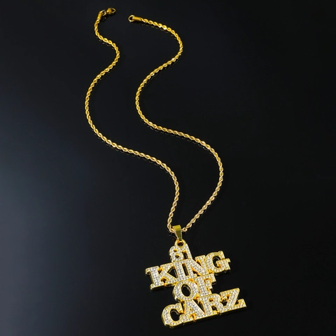 Collana Hip Hop Iced Out Uomo Lega Strass 81 King Of Carz Ciondolo Lettera Catena a Corda in Acciaio Inossidabile Gioielli