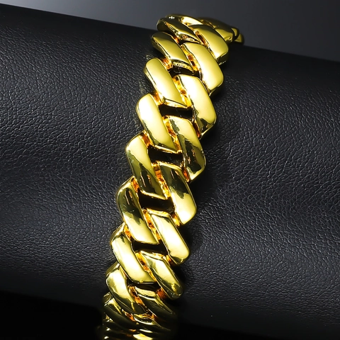 Herren Hip Hop Panzerarmband Legierung Glatt Polierte Metallkette Punk Streetwear Schmuck Party Accessoire
