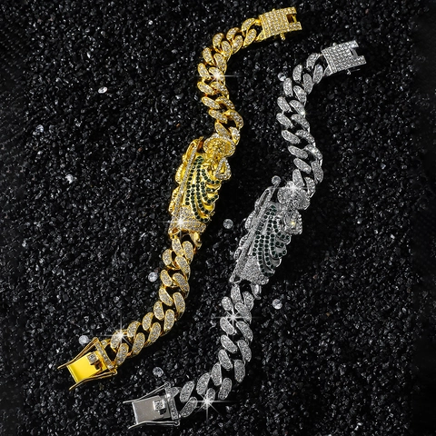 Hip Hop Panzerkette Armband Mit San Judas Anhänger Voller Strass Legierung Gliederkette Für Herren Damen Street Schmuck