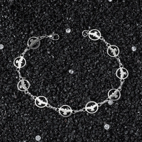 Pulsera de Cadena Redonda Calada de Paloma de la Paz de Acero Inoxidable Hip-Hop para Hombres Mujeres Unisex Joyas Street Style Regalo
