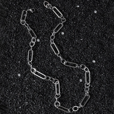 Hip Hop Stainless Steel Paperclip Chain Necklace For Men Women Minimalist Polished Industrial Style Unisex Jewelry Accessory