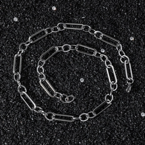 Hip Hop Stainless Steel Paperclip Chain Necklace For Men Women Minimalist Polished Industrial Style Unisex Jewelry Accessory