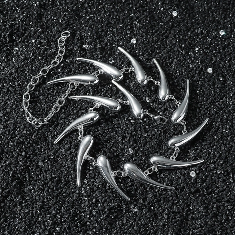 Punk Hip Hop Thorn Geometric Metal Necklace Zinc Alloy Thorns Stainless Steel Chain Streetwear Grunge Unisex Jewelry