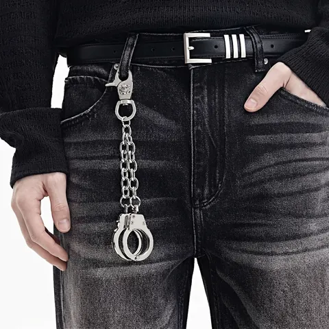 Cadena de Pantalones Punk de Metal con Esposas y Calavera Llavero de Aleación para Vaqueros Accesorio de Cinturón Rock Hip Hop