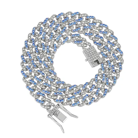 Collar de Eslabones Cubanos Iced Out de Lujo Hip Hop Aleación de Zinc Strass Choker Hombre Mujer Joyería de Fiesta Streetwear