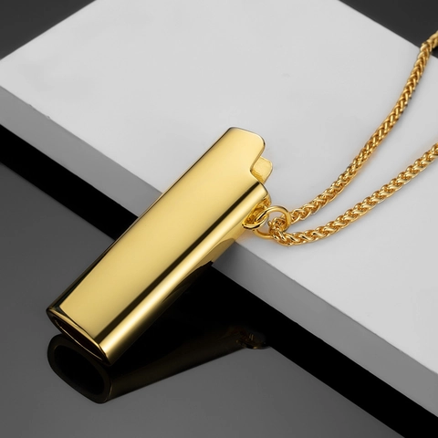 Hip Hop Feuerzeughülle Anhänger Halskette Für Herren Damen Poliert Metall Irisierend Gold Silber Legierung Eisen Schmuck
