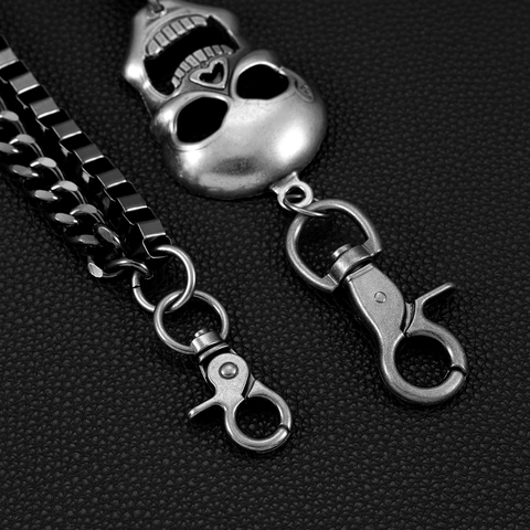 Catena per Pantaloni Teschio a Doppio Strato Punk Hip Hop per Uomo Catena da Portafoglio in Metallo Retrò Accessorio Gioielli