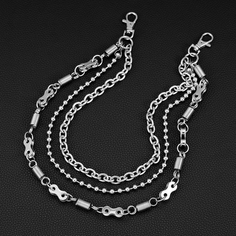 Punk Stil Dreilagige Metall Hosenkette Hip Hop Schwere Taillenkette Für Jeans Geldbeutel Zubehör Für Herren Damen