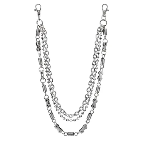 Punk Stil Dreilagige Metall Hosenkette Hip Hop Schwere Taillenkette Für Jeans Geldbeutel Zubehör Für Herren Damen